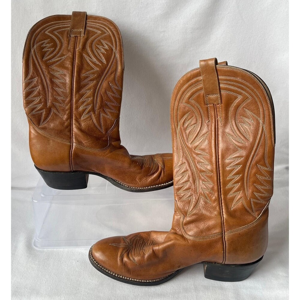 Houston Boots Brown Leather Western Cowboy Boots Men's Size 10D